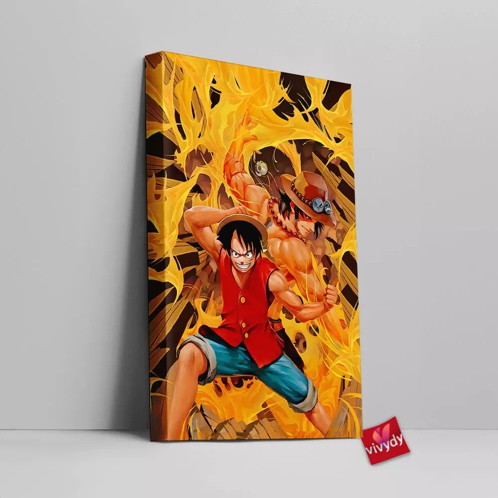 Luffy Ace One Piece Canvas Wall Art