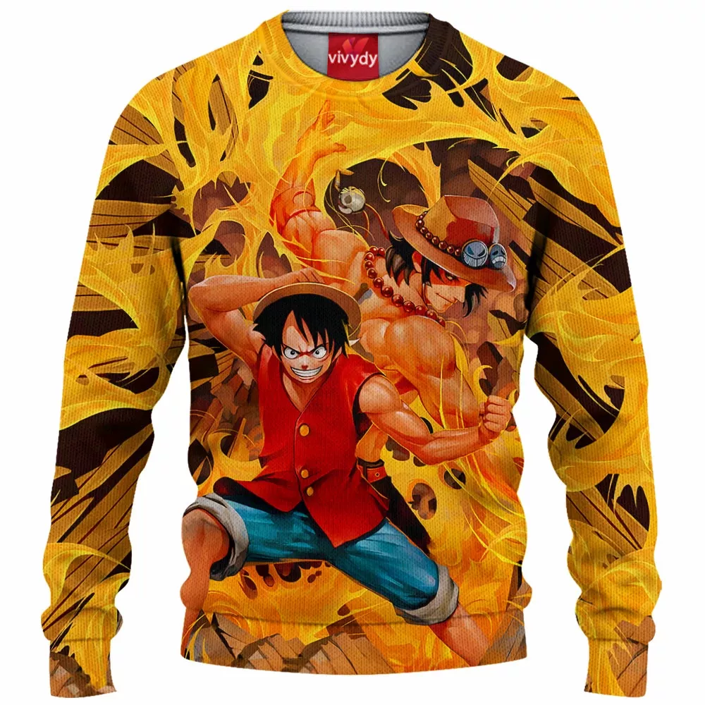 Luffy Ace One Piece Knitted Sweater