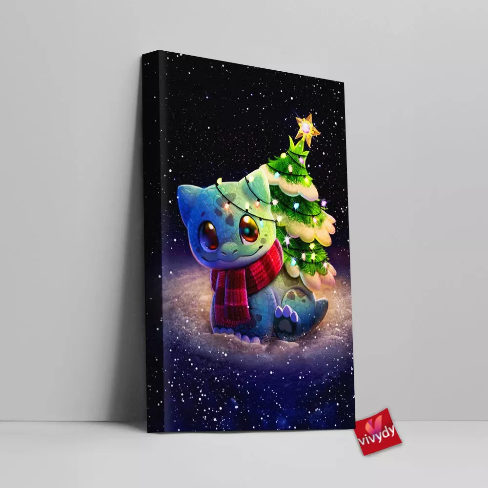 Christmas Bulbasaur Canvas Wall Art