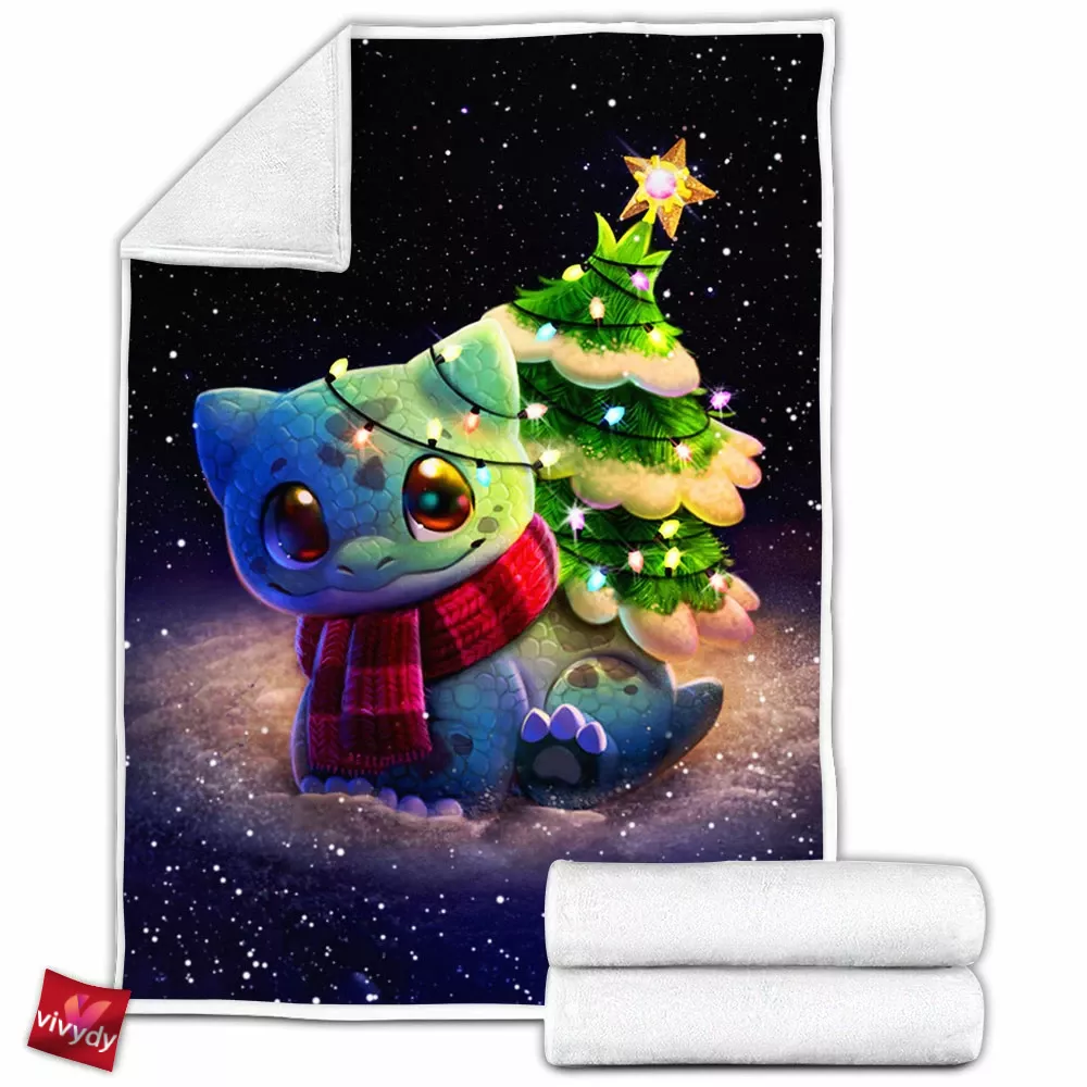 Christmas Bulbasaur Fleece Blanket