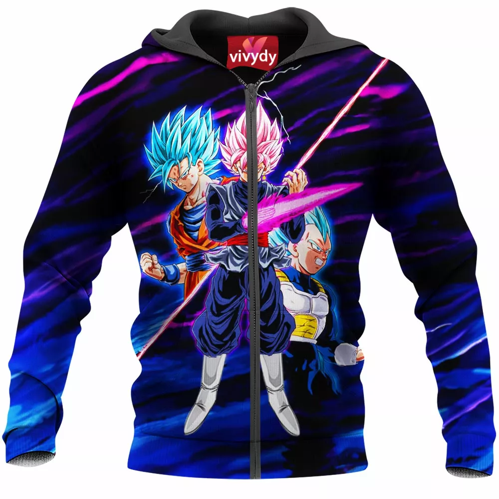 Goku Vegeta Vs Black Ssj Rose Zip Hoodie