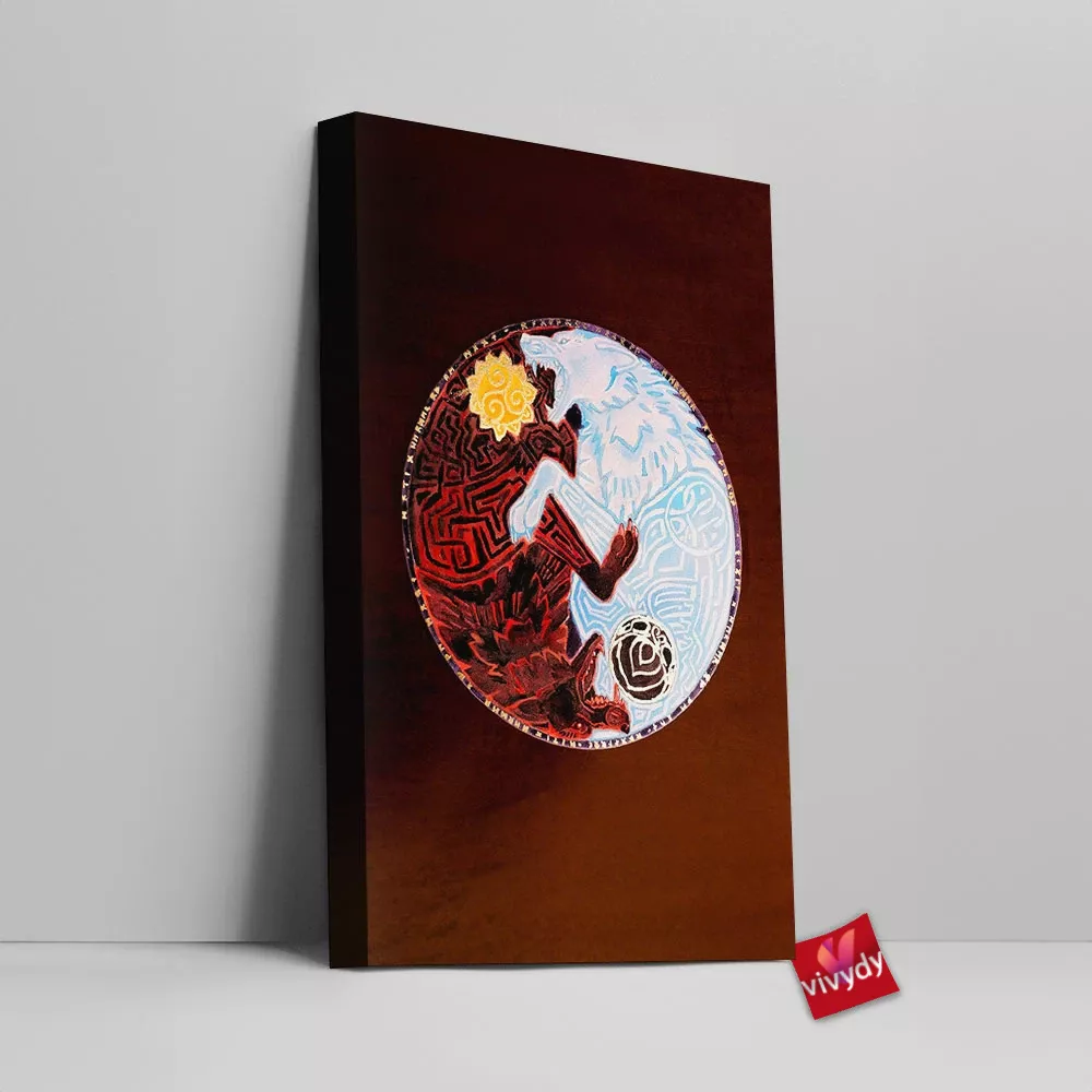 Yin Yang Wolf Canvas Wall Art