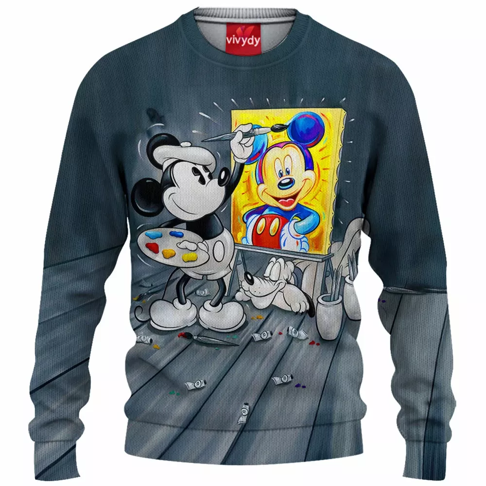 Mickey Mouse Pluto Animated Knitted Sweater