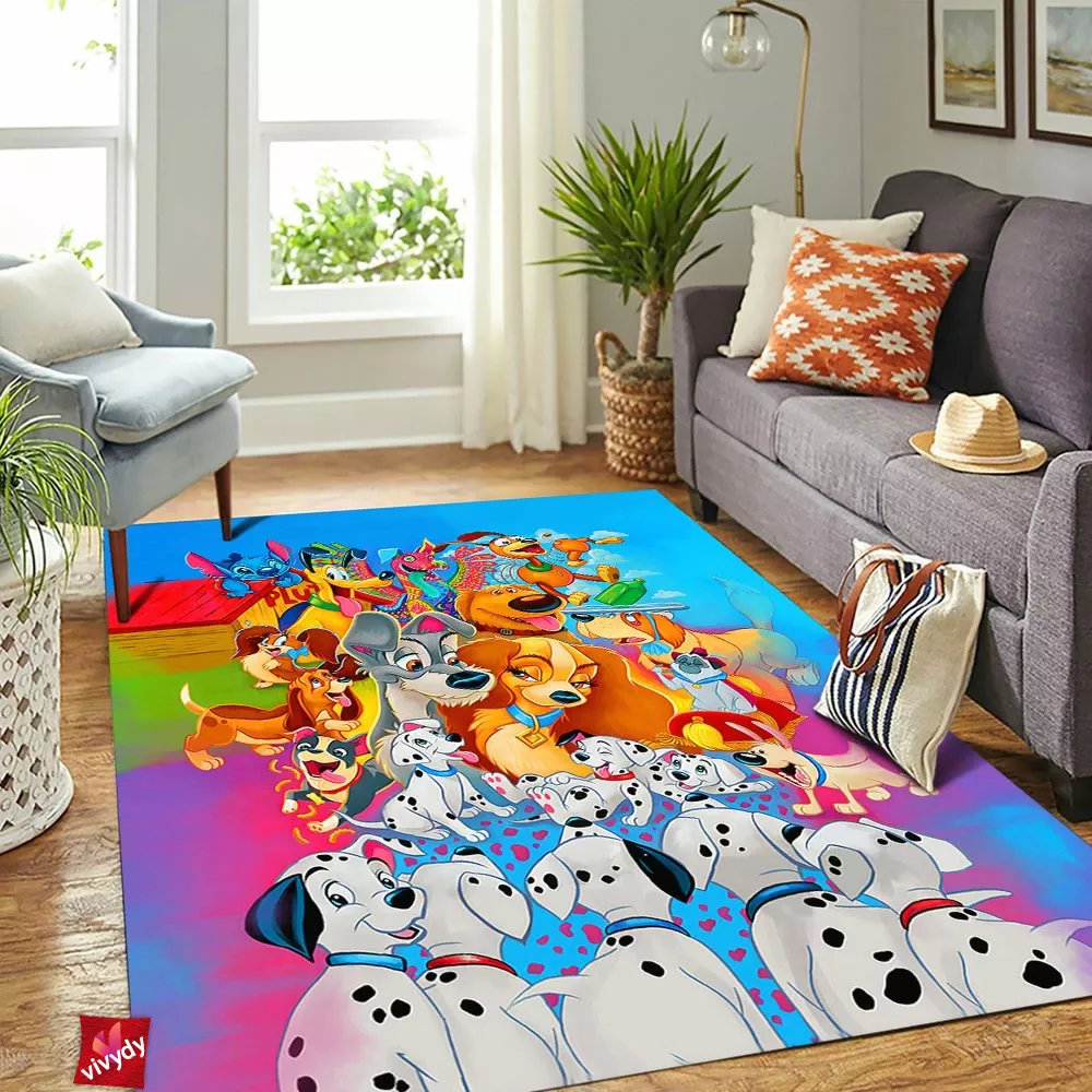 Animated Dogs Rectangle Rug