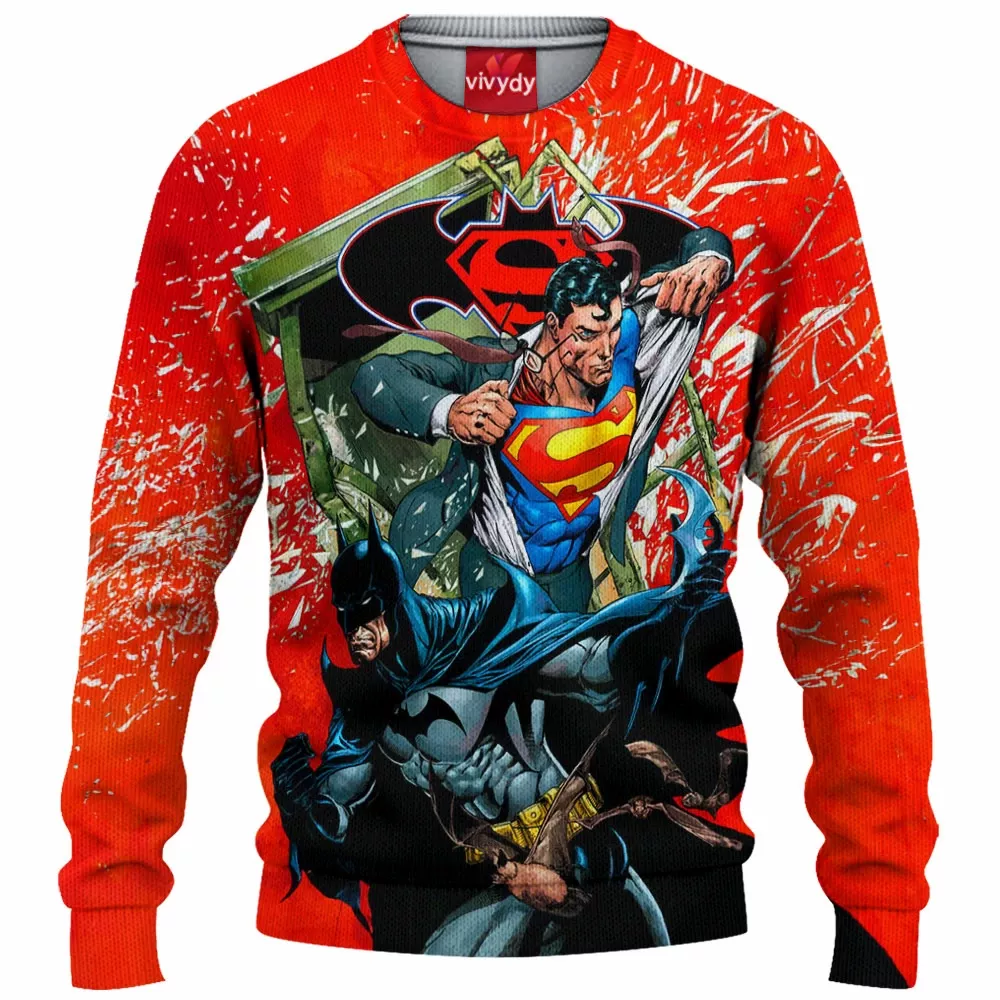 Superman Batman Knitted Sweater