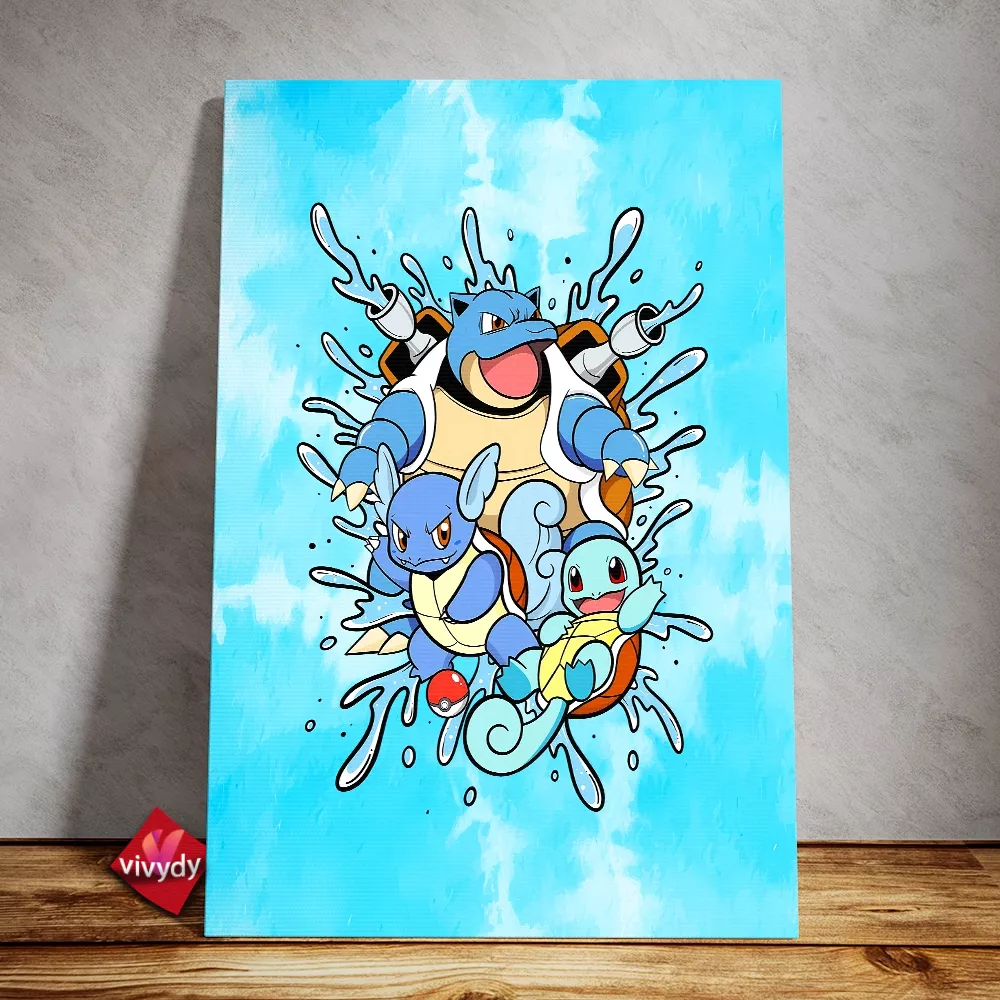 Squirtle, Wartortle and Blastoise Canvas Wall Art