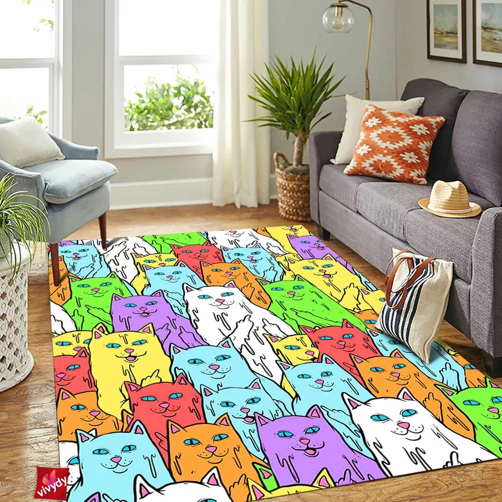 Rainbow Cat,Meows Rectangle Rug