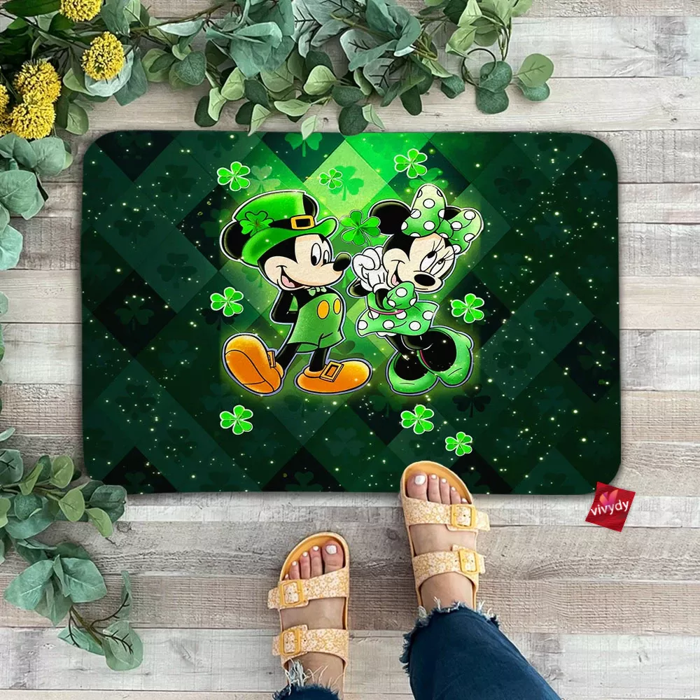 Mickey Minnie for Saint Patricks Day Doormat