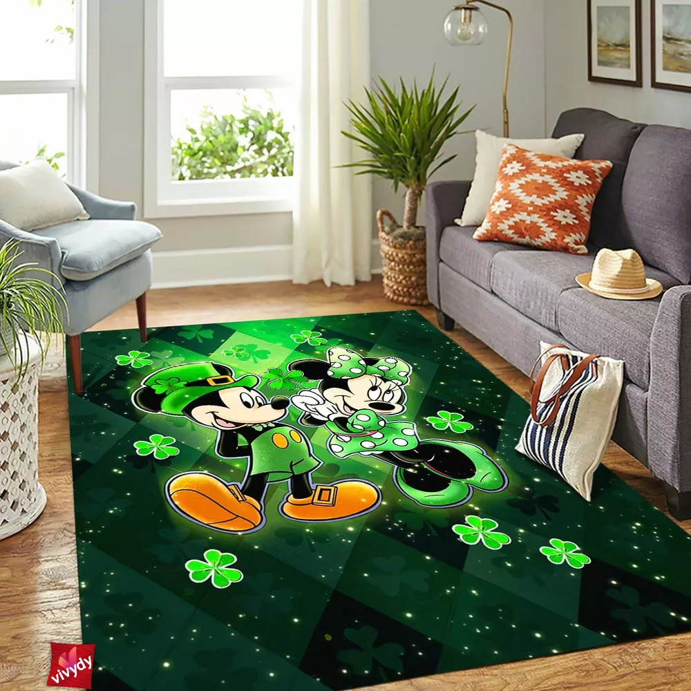 Mickey Minnie for Saint Patricks Day Rectangle Rug