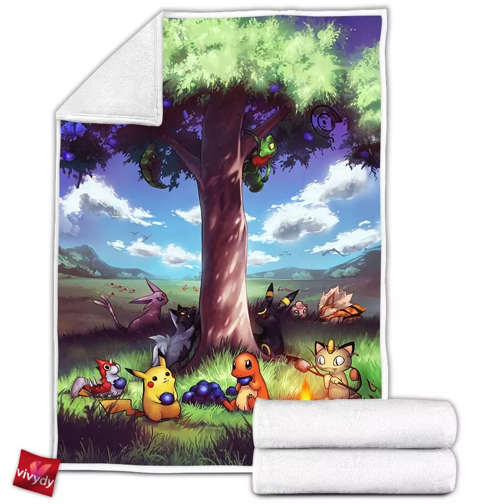 Party Pokemon Fleece Blanket