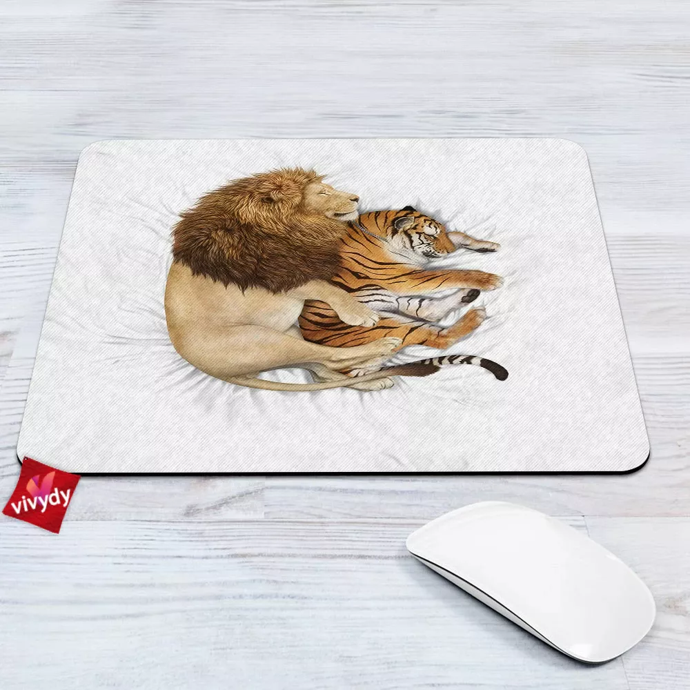 Lion And Tiger Mouse Pad