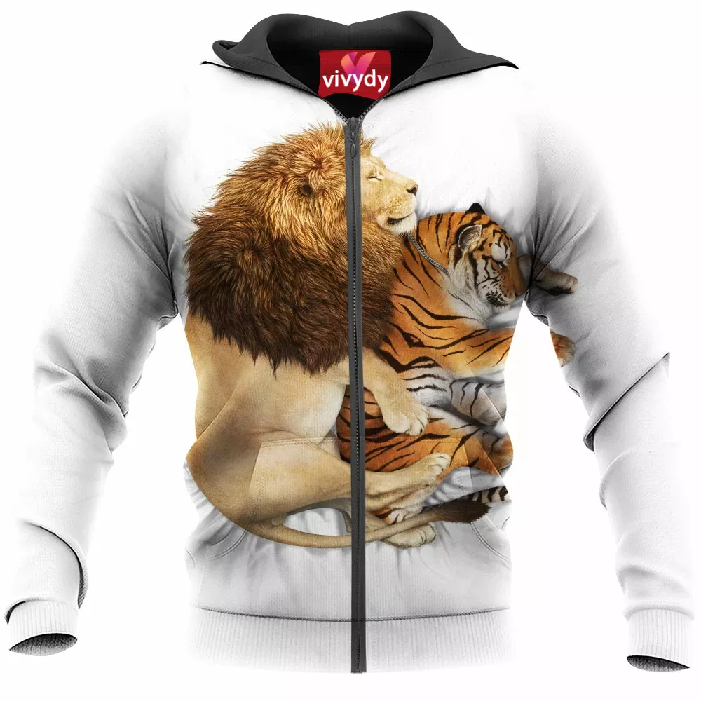 Lion And Tiger Zip Hoodie