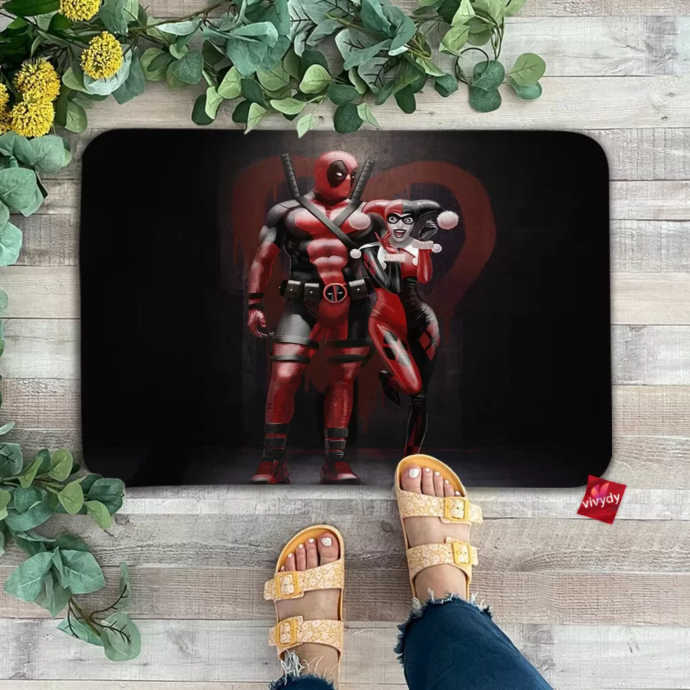 Harley Quinn And Deapool Doormat