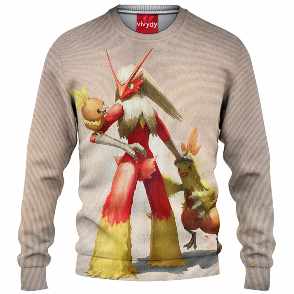 Torchic Combusken And Blaziken Knitted Sweater