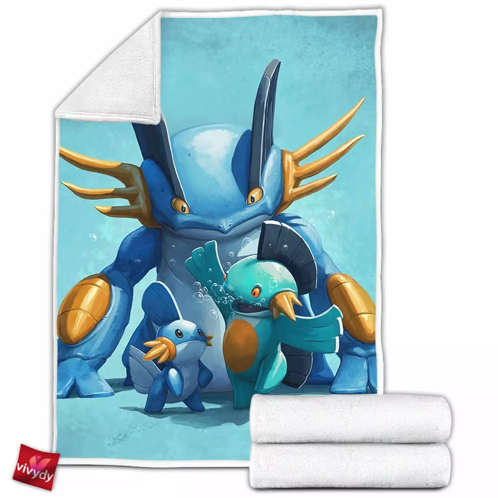 Mudkip Marshtomp And Swampert Fleece Blanket