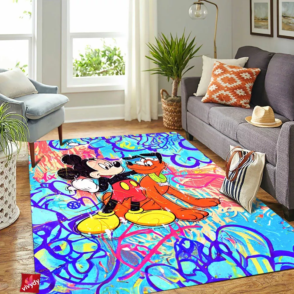 Pluto and Mickey Mouse Rectangle Rug