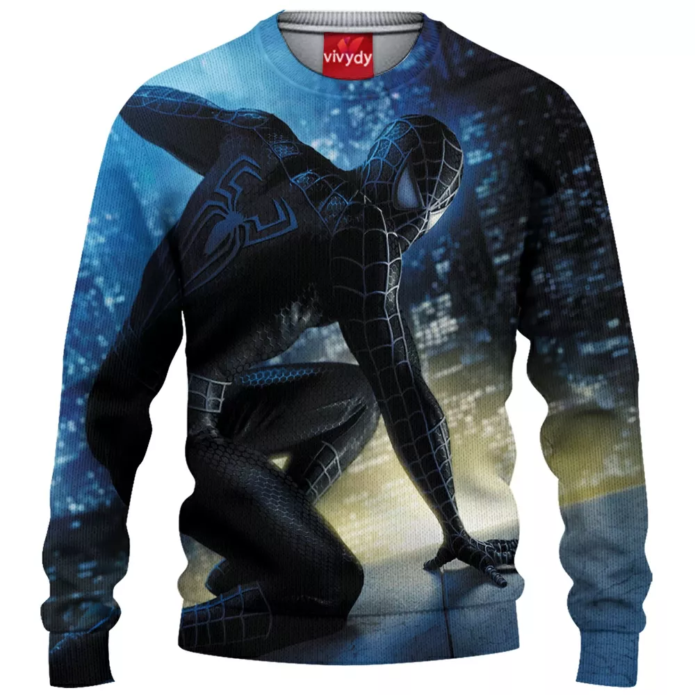 Black Spider-man Knitted Sweater