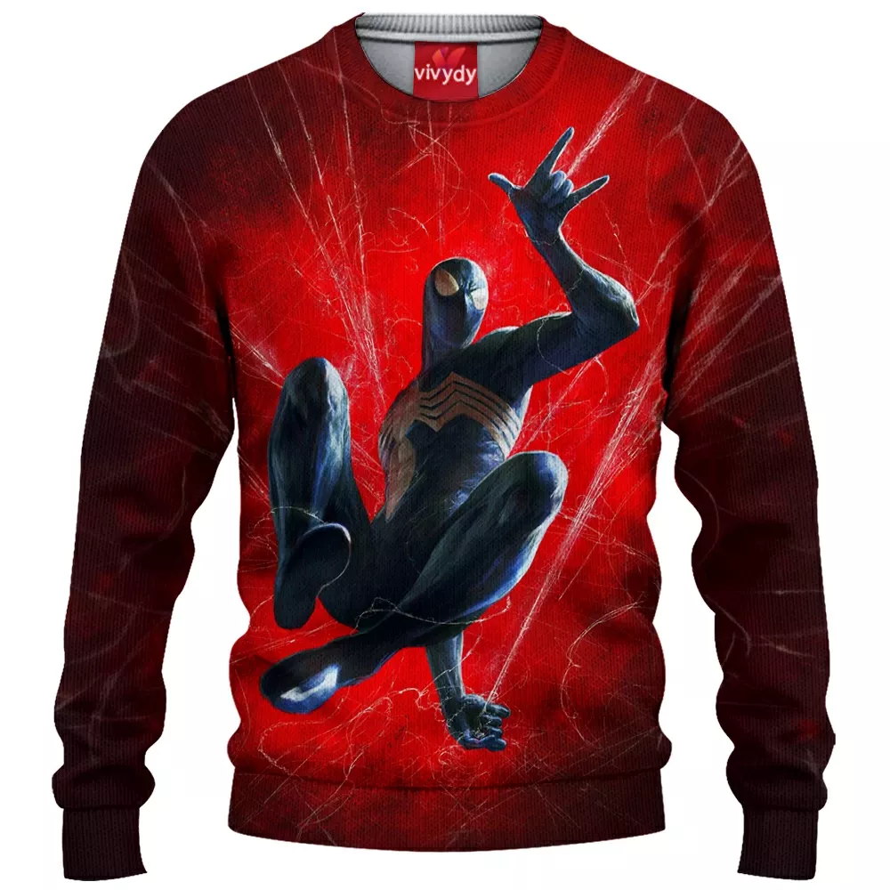 Black Spider-man Knitted Sweater