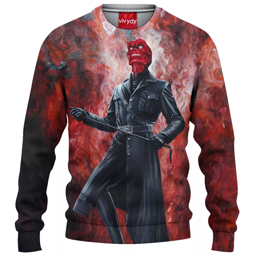 Red Skull Comic Knitted Sweater