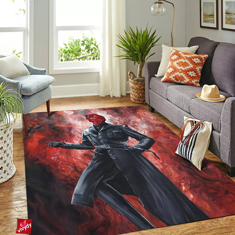 Red Skull Comic Rectangle Rug