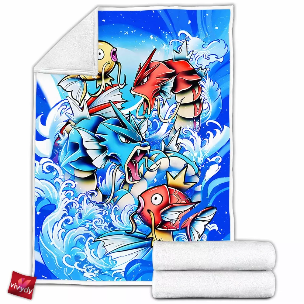 Gyrados And Magikarp Fleece Blanket