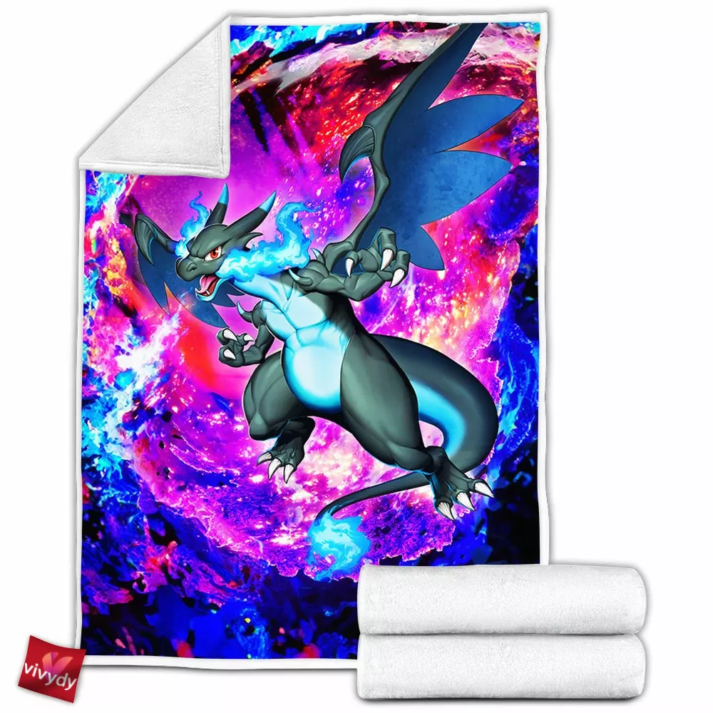 Mega Charizard X Fleece Blanket