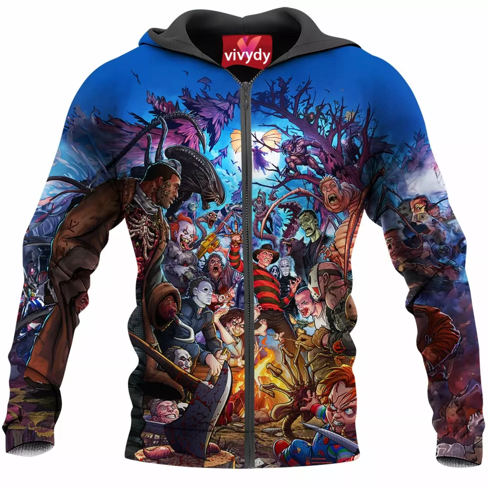 All Horror Characters Zip Hoodie