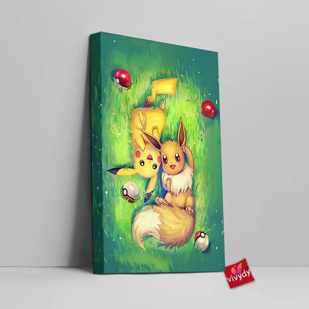 Eevee And Pikachu Canvas Wall Art