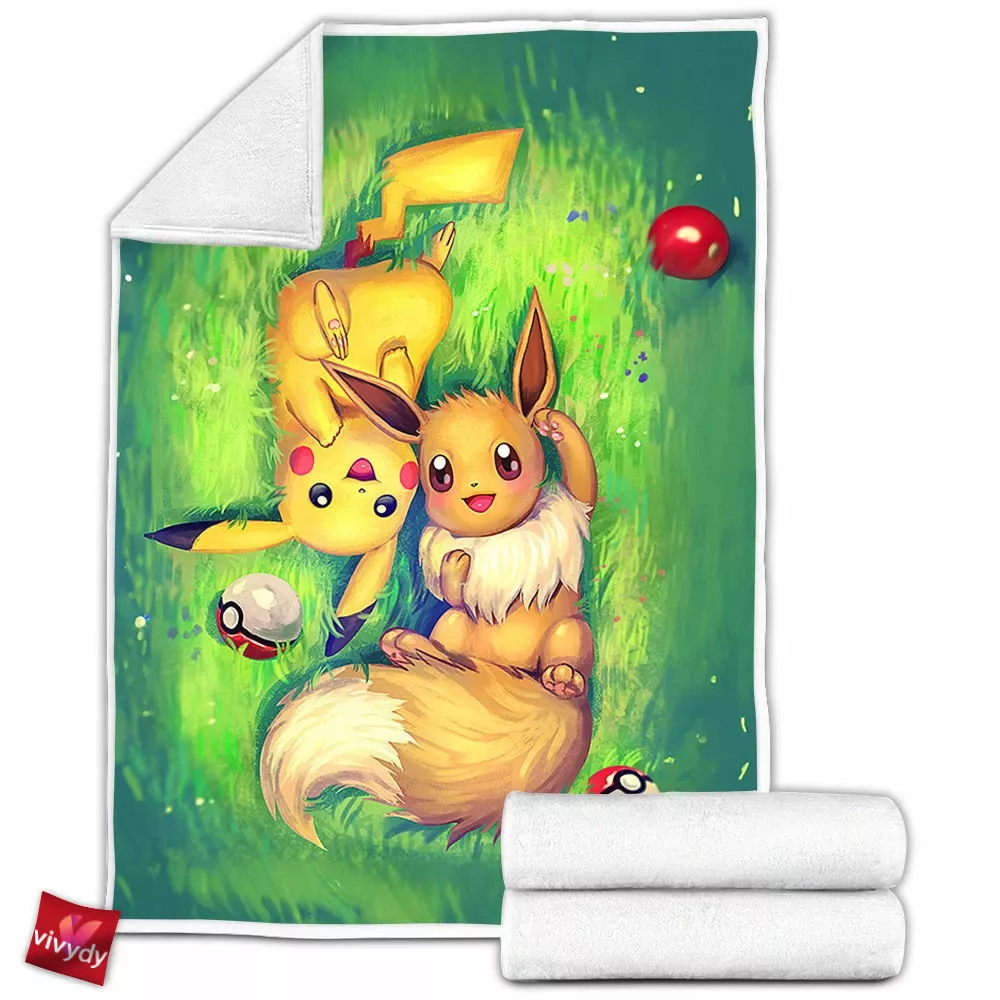 Eevee And Pikachu Fleece Blanket