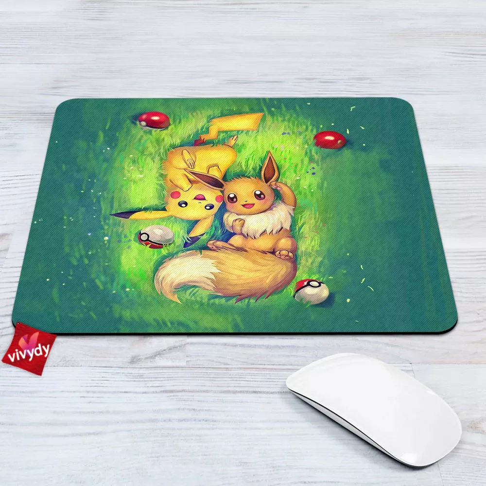 Eevee And Pikachu Mouse Pad