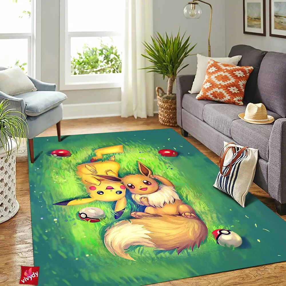 Eevee And Pikachu Rectangle Rug