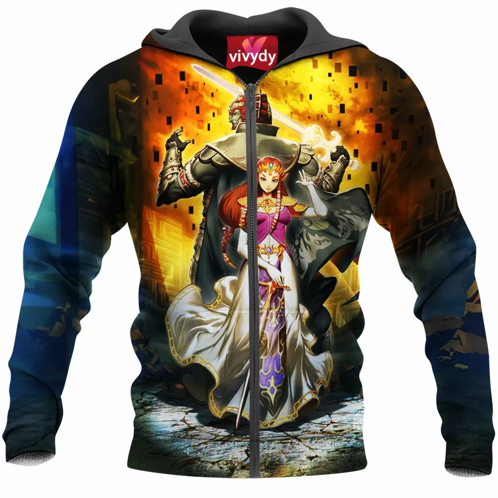 Ganondorf And Zelda Zip Hoodie