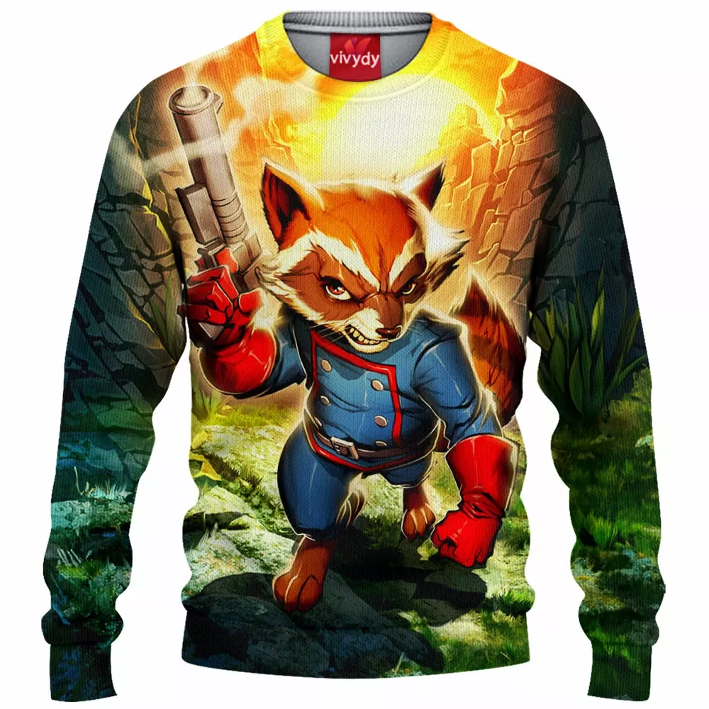 Rocket Raccartoon Knitted Sweater