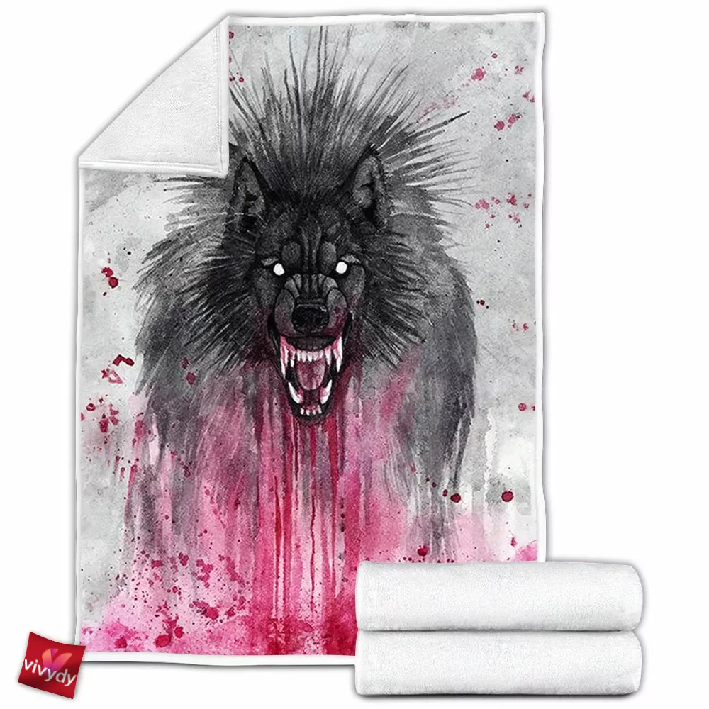 Black Wolf Fleece Blanket