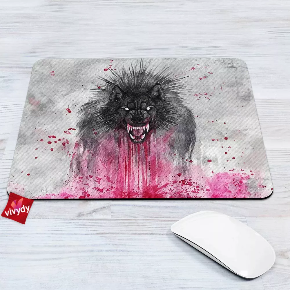 Black Wolf Mouse Pad