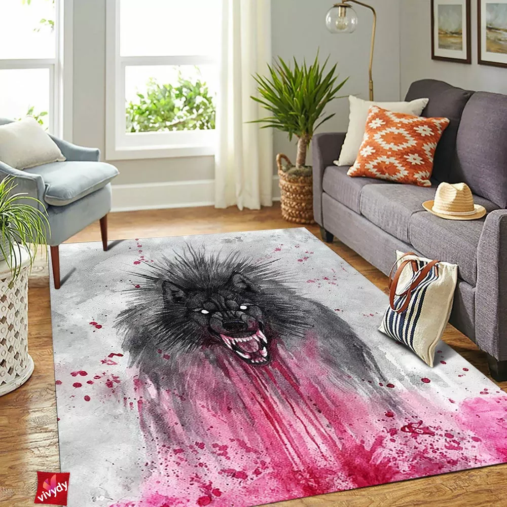 Black Wolf Rectangle Rug