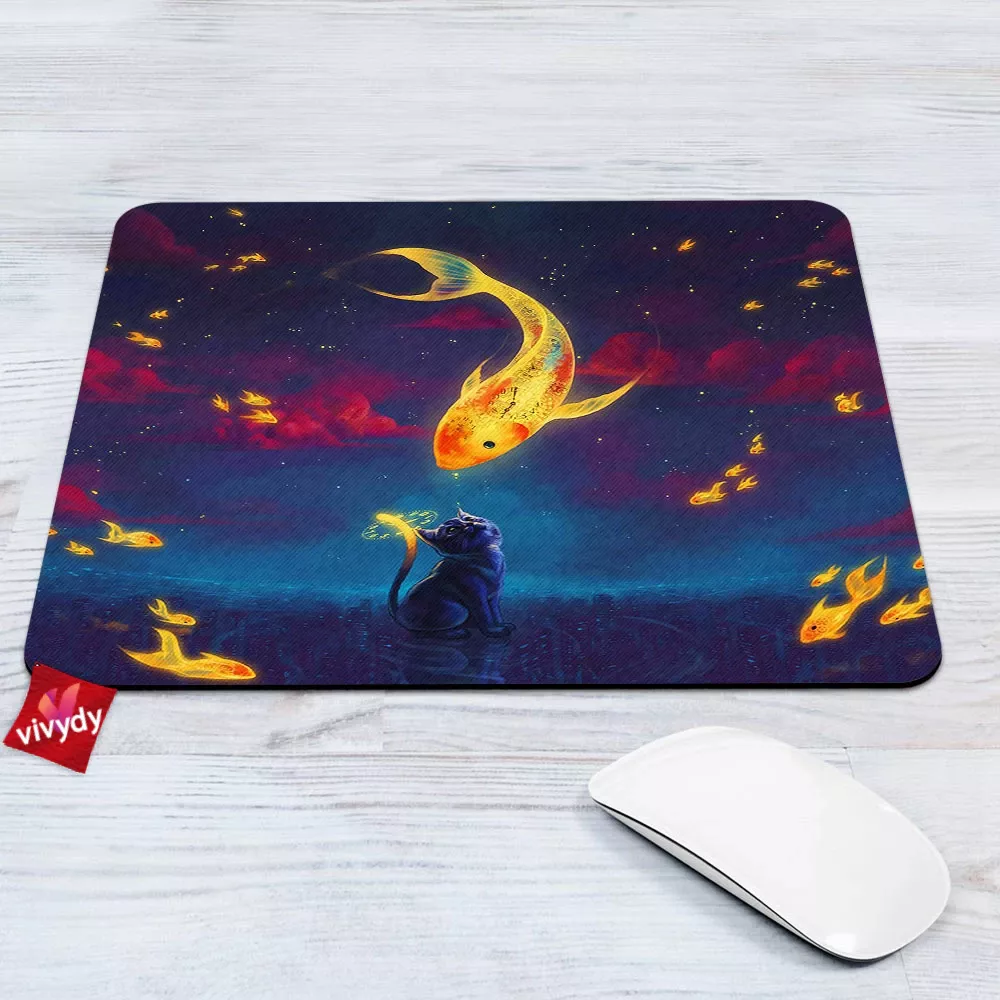 Moon Fish Cat Mouse Pad