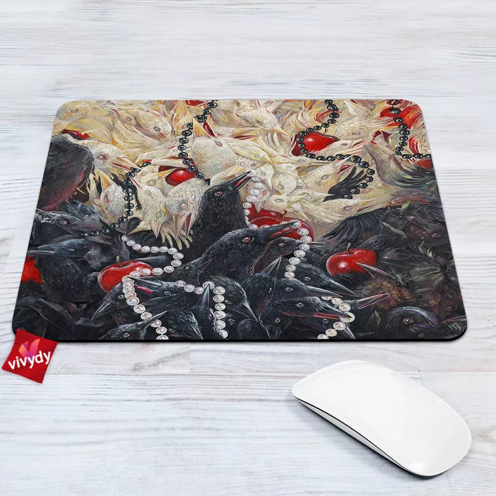 Black And White Raven Comic Mouse Pad