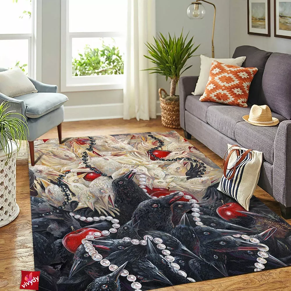 Black And White Raven Comic Rectangle Rug