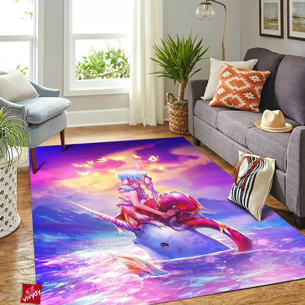 Mermaid Dolphin Rectangle Rug