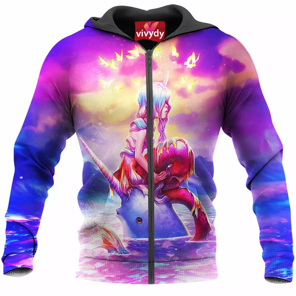 Mermaid Dolphin Zip Hoodie