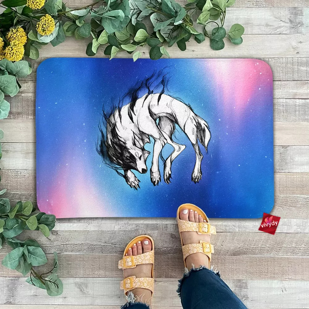 Black And White Wolf Doormat