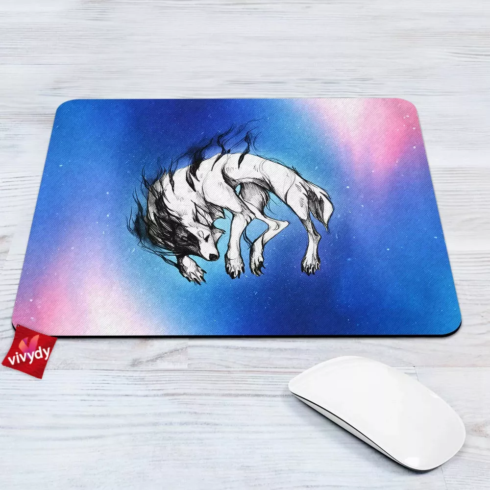 Black And White Wolf Mouse Pad