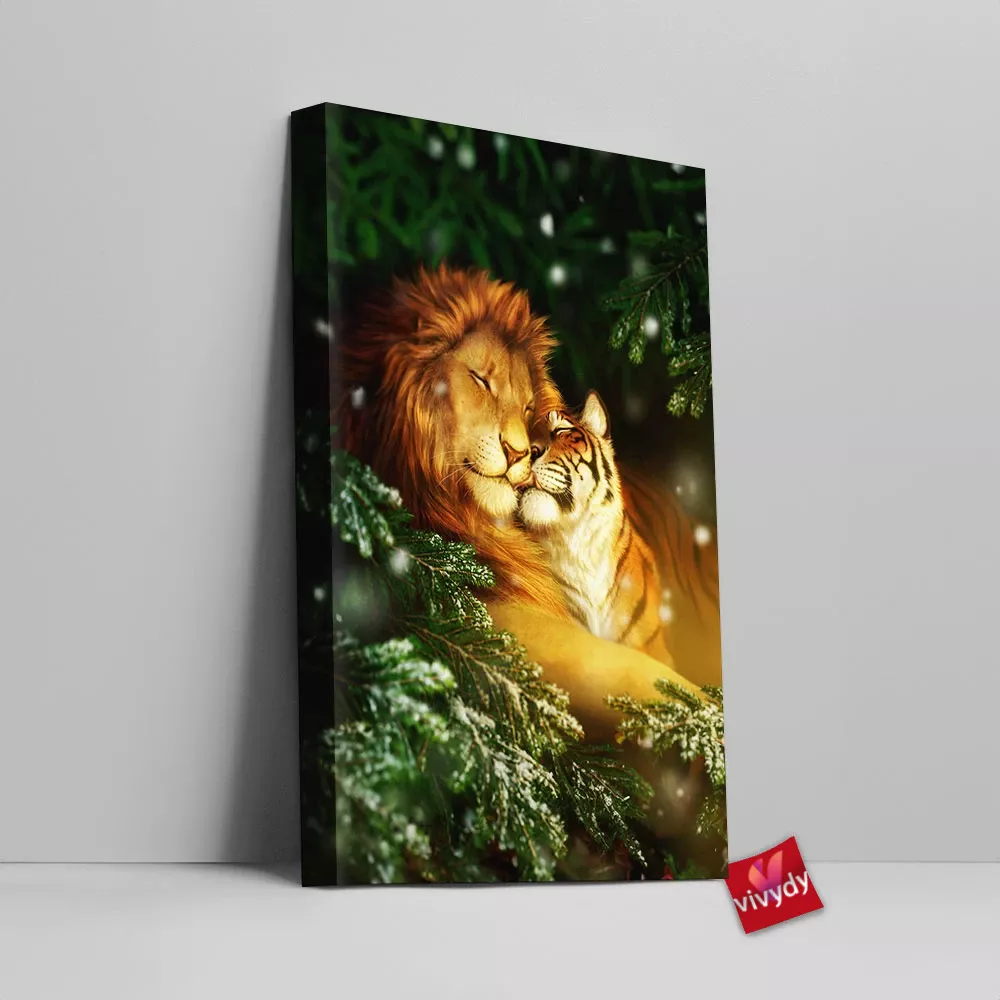 Lion And Tiger Canvas Wall Art