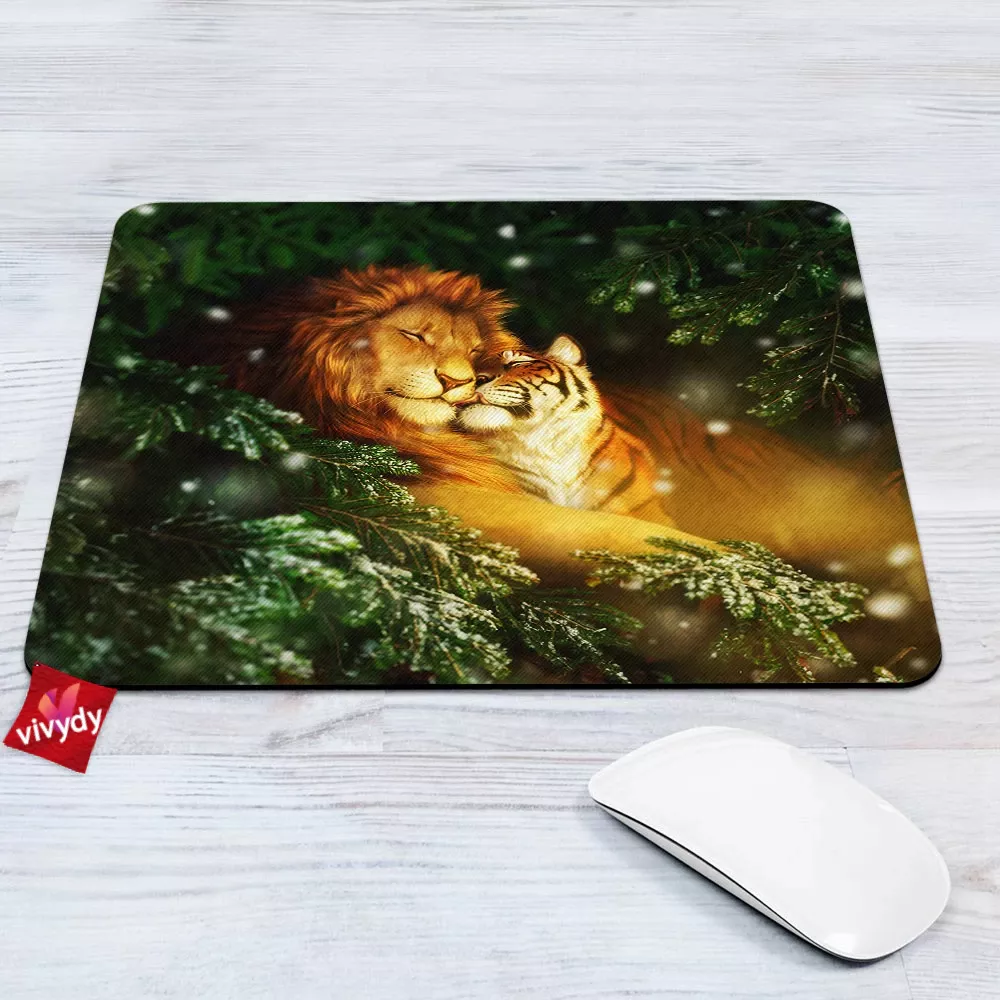 Lion And Tiger Mouse Pad