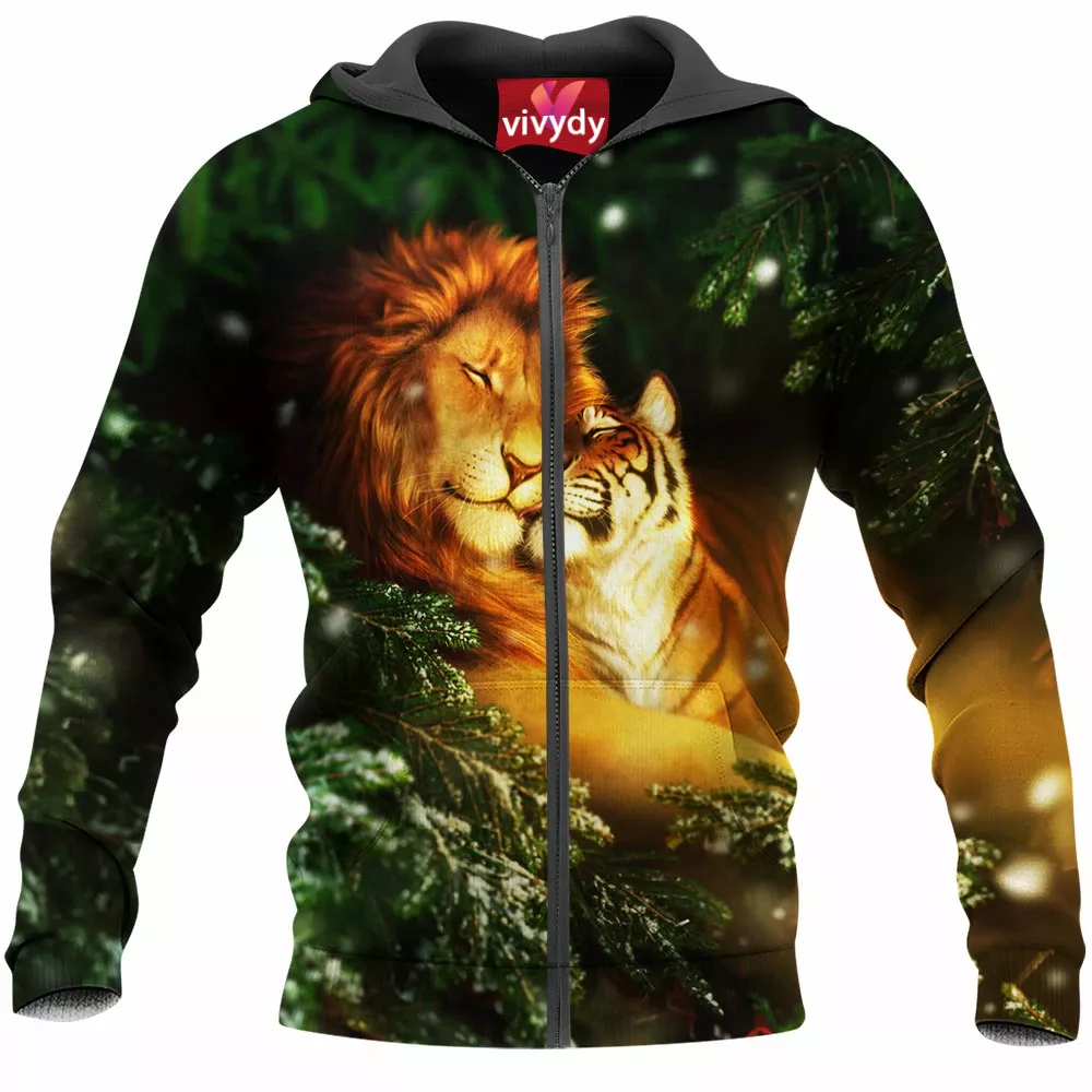 Lion And Tiger Zip Hoodie