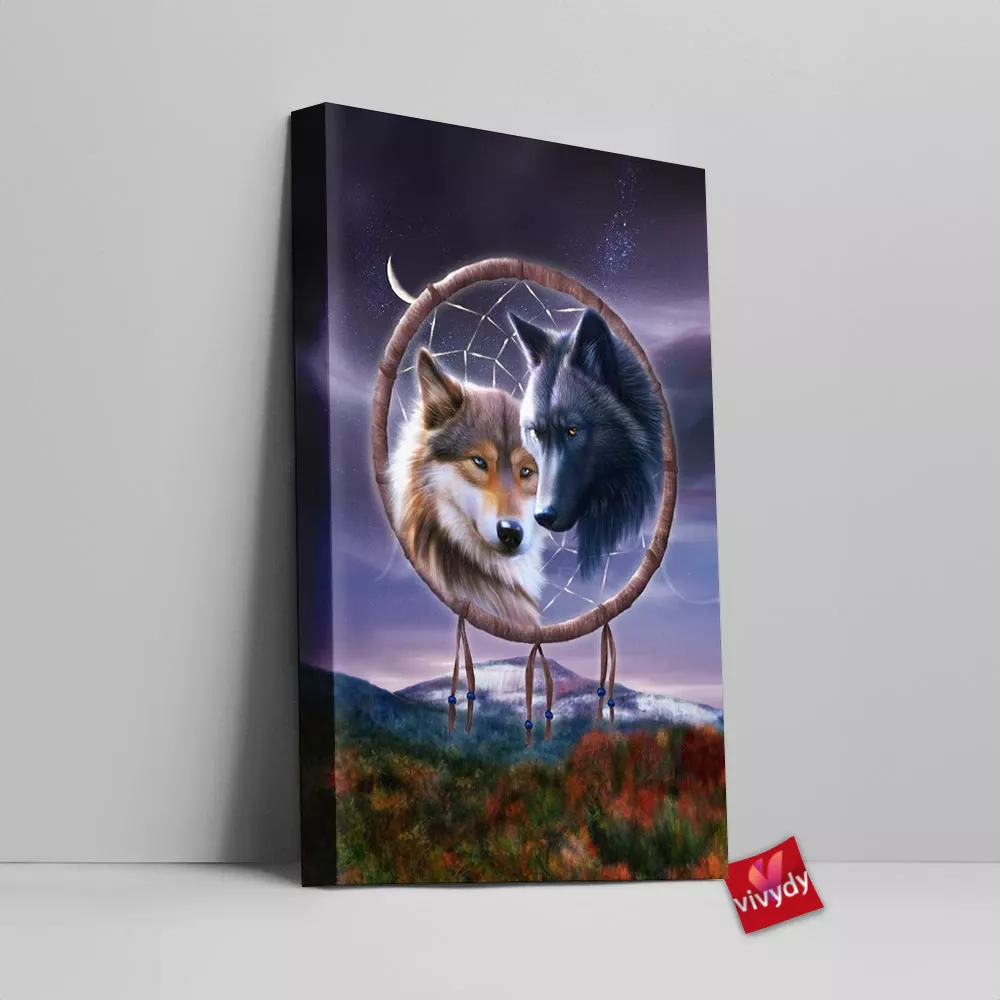 Dreamcatcher Wolf Canvas Wall Art