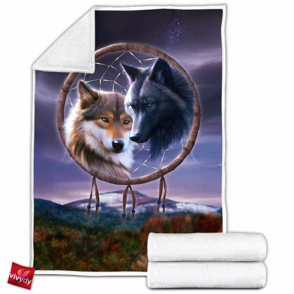 Dreamcatcher Wolf Fleece Blanket