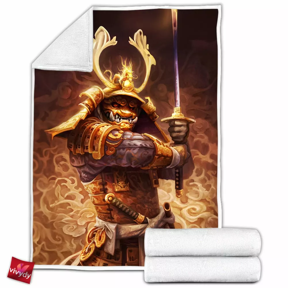 Golden Samurai Fleece Blanket