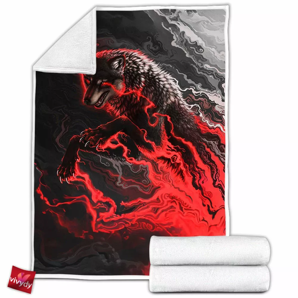 Shadow Wolf Fleece Blanket